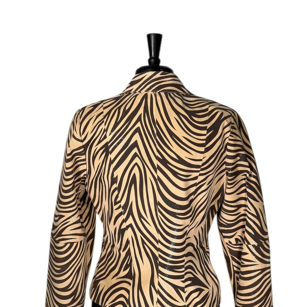 Rare Vintage Michael Hoban North Beach Leather Jacket Women's Animal Print 10 - Picture 8 of 9